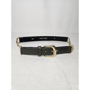 First Issue Women's Black Leather & Chain 015 Belt 1" Medium 30" Black & Gold